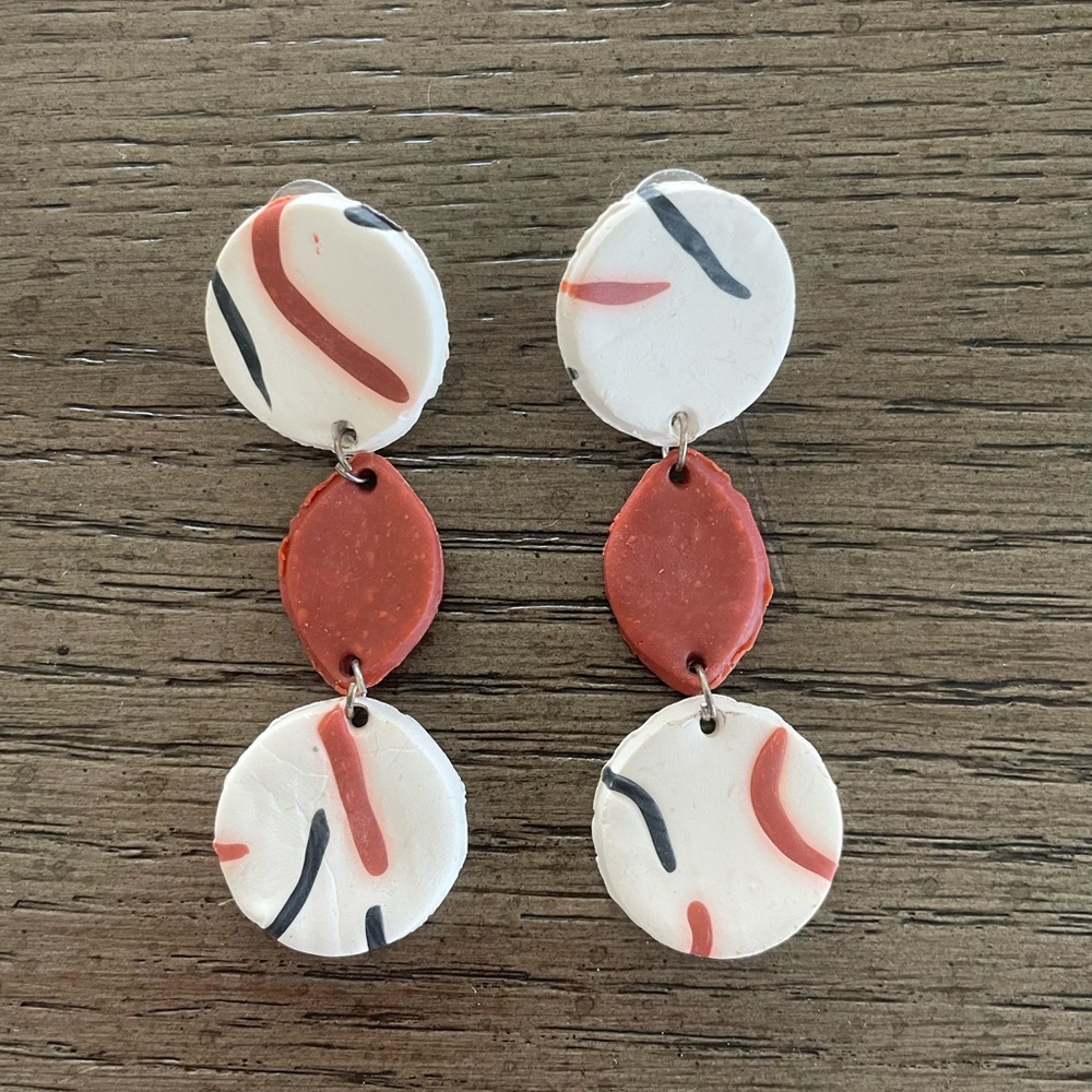 Handmade Clay Post Dangle Earrings